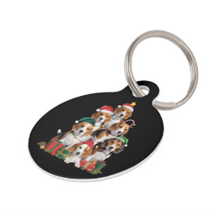 Beagle Christmas Tree With Santa Hat Dog Mom Dogs Pet Tag