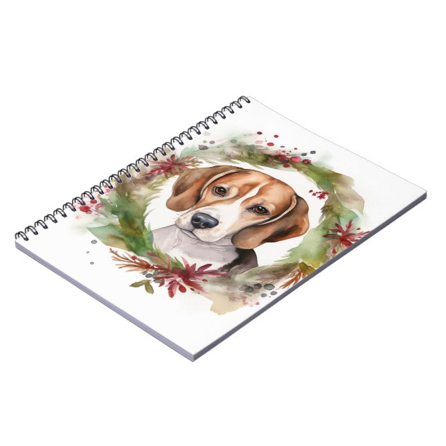 Beagle Christmas Wreath Festive Pup  Notebook (Left Side)