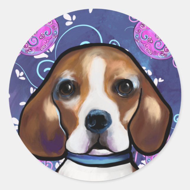 Beagle     classic round sticker (Front)