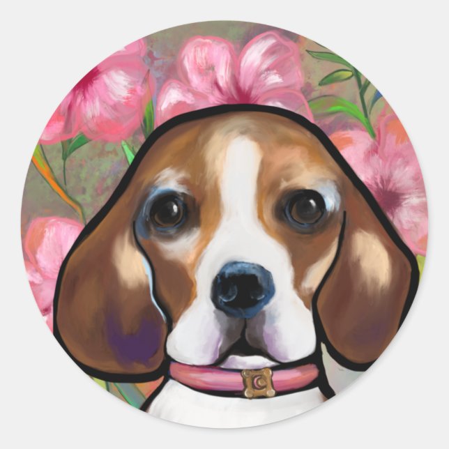 Beagle         classic round sticker (Front)
