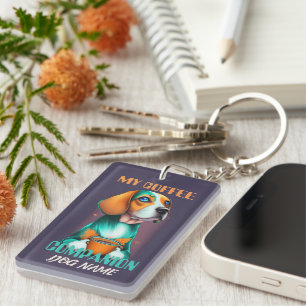 Beagle Coffee Companion Funny Beagle Owner Keychain