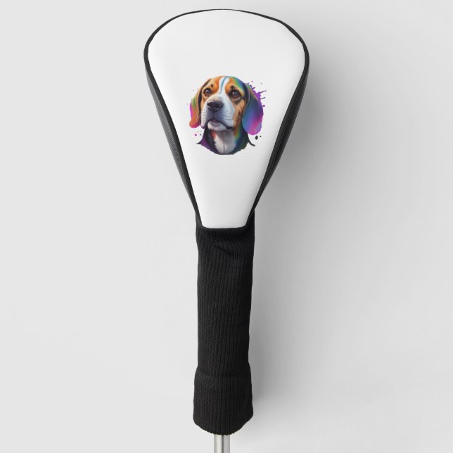 beagle colourful   golf head cover (Front)