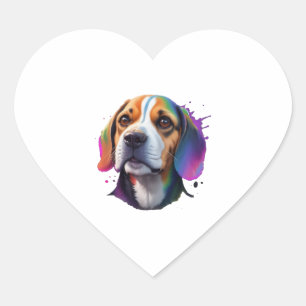 beagle colourful heart sticker