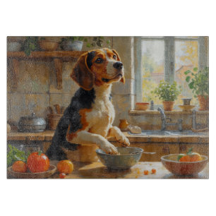Beagle Cooking in Kitchen Cutting Board