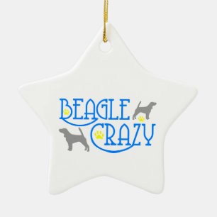 BEAGLE CRAZY CERAMIC ORNAMENT