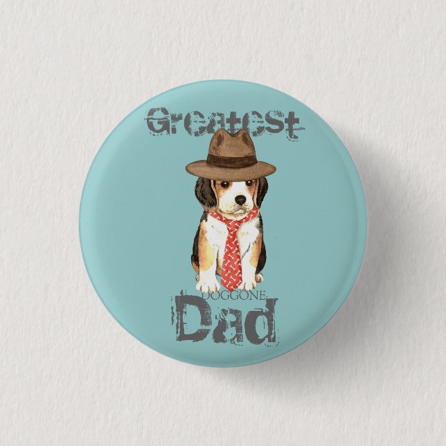 Beagle Dad 1 Inch Round Button (Front)