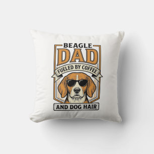 Beagle Dad Fuelled by Coffee and Dog Hair Shirt_1 Throw Pillow