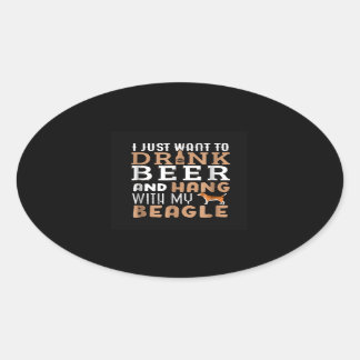 Beagle Dad Funny Fathers Oval Sticker