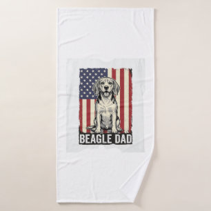 Beagle Dad Patriotic Vintage Dog Shirt Design_1 Bath Towel
