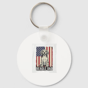 Beagle Dad Patriotic Vintage Dog Shirt Design_1 Keychain
