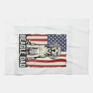 Beagle Dad Patriotic Vintage Dog Shirt Design_1 Kitchen Towel