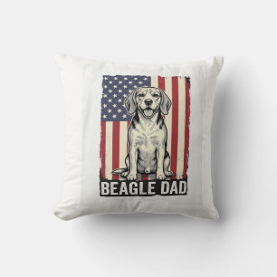 Beagle Dad Patriotic Vintage Dog Shirt Design_1 Throw Pillow