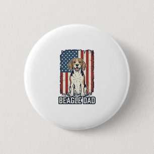 Beagle Dad Patriotic Vintage Engraving Dog Design_ 2 Inch Round Button