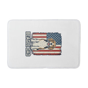 Beagle Dad Patriotic Vintage Engraving Dog Design_ Bath Mat