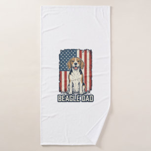 Beagle Dad Patriotic Vintage Engraving Dog Design_ Bath Towel