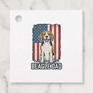 Beagle Dad Patriotic Vintage Engraving Dog Design_ Favour Tags