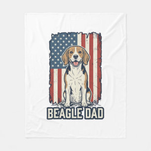 Beagle Dad Patriotic Vintage Engraving Dog Design_ Fleece Blanket