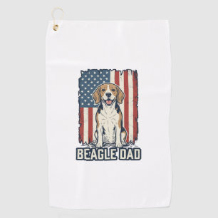 Beagle Dad Patriotic Vintage Engraving Dog Design_ Golf Towel