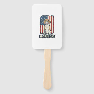 Beagle Dad Patriotic Vintage Engraving Dog Design_ Hand Fan