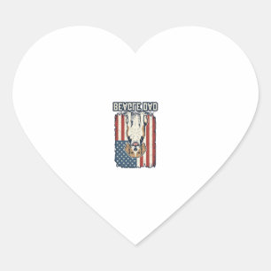 Beagle Dad Patriotic Vintage Engraving Dog Design_ Heart Sticker