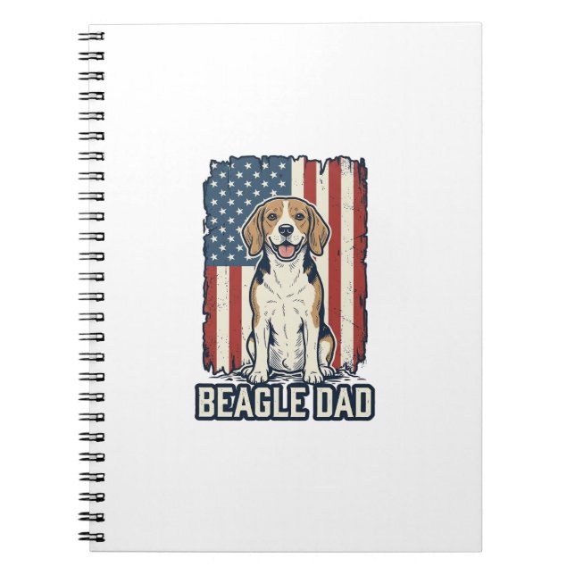 Beagle Dad Patriotic Vintage Engraving Dog Design_ Notebook (Front)