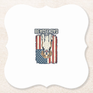 Beagle Dad Patriotic Vintage Engraving Dog Design_ Paper Coaster