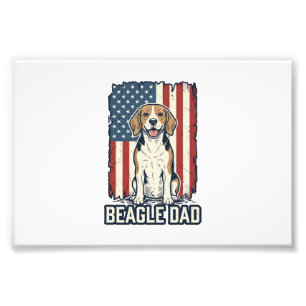 Beagle Dad Patriotic Vintage Engraving Dog Design_ Photo Print