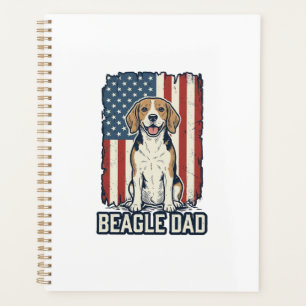 Beagle Dad Patriotic Vintage Engraving Dog Design_ Planner