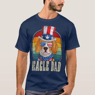 Beagle Dad Retro Sunglasses 4th Of July Usa Flag F T-Shirt