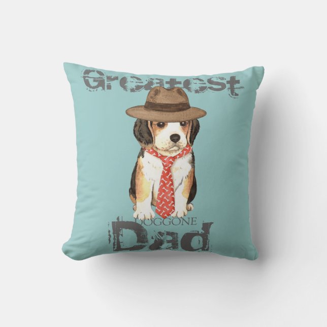 Beagle Dad Throw Pillow (Front)