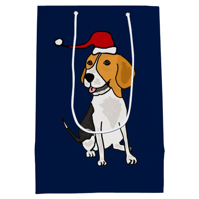 Beagle d'amusement dans le sac de cadeau de Noël (Dos)
