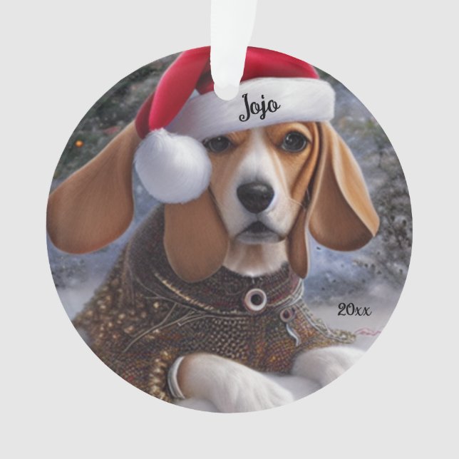 Beagle de Noël, Père Noël Dog Orament (devant)