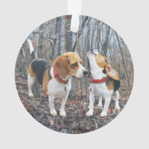Beagle d'hurlement en ornement de Noël en bois