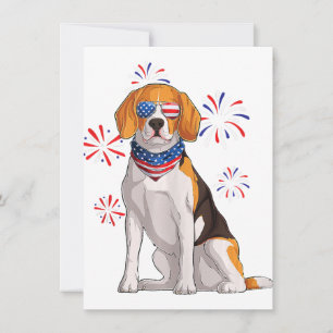 beagle dog american usa flag  men beagle lover invitation