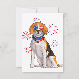 beagle dog american usa flag men beagle lover thank you card