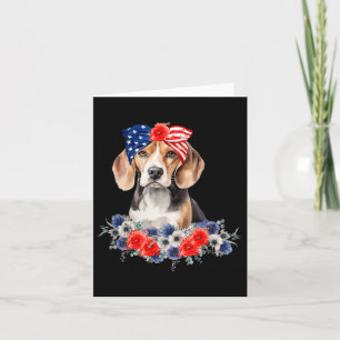 Beagle Dog Bandana American Flag 4th Of July  Card
