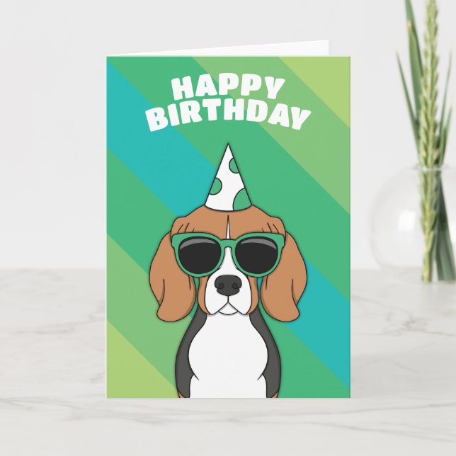 Beagle Dog Birthday Card (Front)