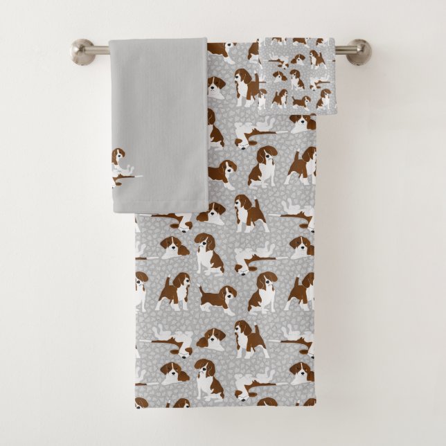 Beagle dog breed - grey bath towel set (Insitu)