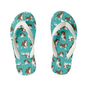 Beagle dog breed - turquoise kid's flip flops