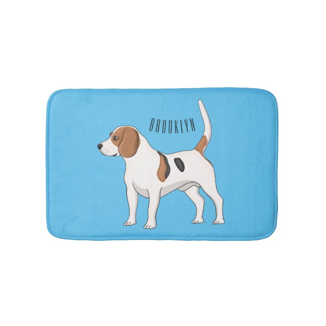 Beagle dog cartoon illustration  bath mat (Front)