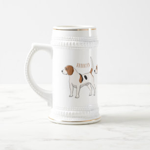 Beagle dog cartoon illustration beer stein