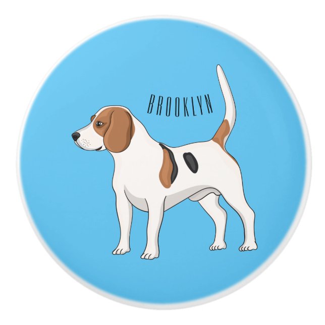 Beagle dog cartoon illustration ceramic knob (Front)