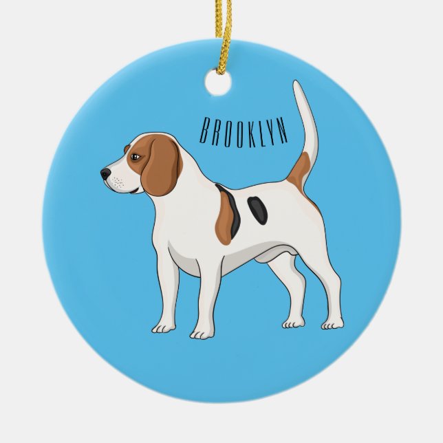 Beagle dog cartoon illustration ceramic ornament (Front)