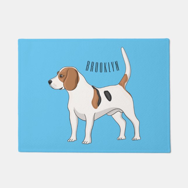 Beagle dog cartoon illustration  doormat (Front)