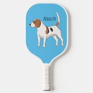 Beagle dog cartoon illustration pickleball paddle