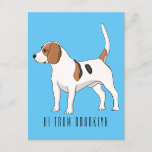 Beagle dog cartoon illustration  postcard