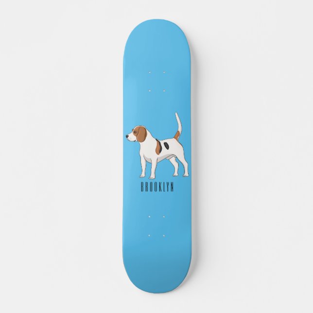 Beagle dog cartoon illustration skateboard (Front)