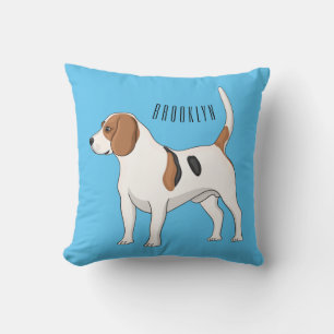 Beagle dog cartoon illustration throw pillow