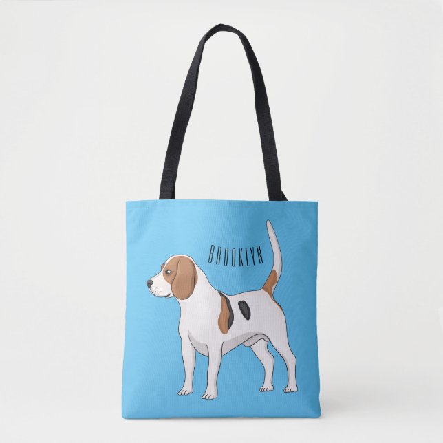 Beagle dog cartoon illustration  tote bag (Front)