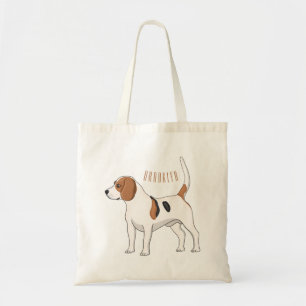 Beagle dog cartoon illustration tote bag